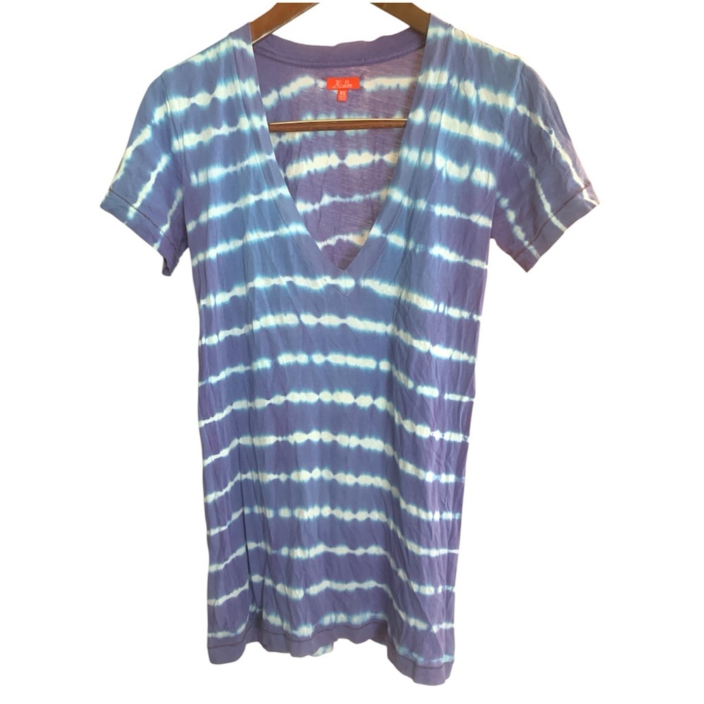 Purple and White Tie-Dye V-Neck T-Shirt